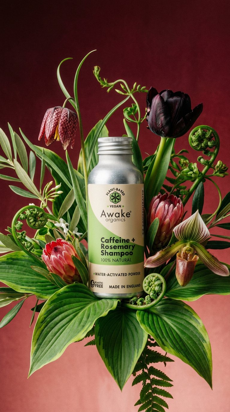 AI product shot of Shampoo Powder Caffeine + Rosemary (100% Natural)