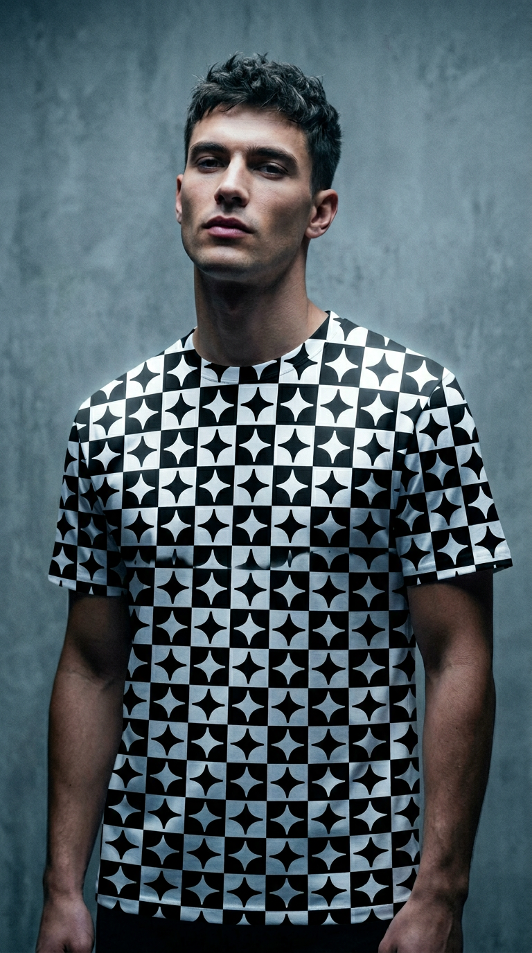 AI product shot of Dazzling Star Men's T-shirt