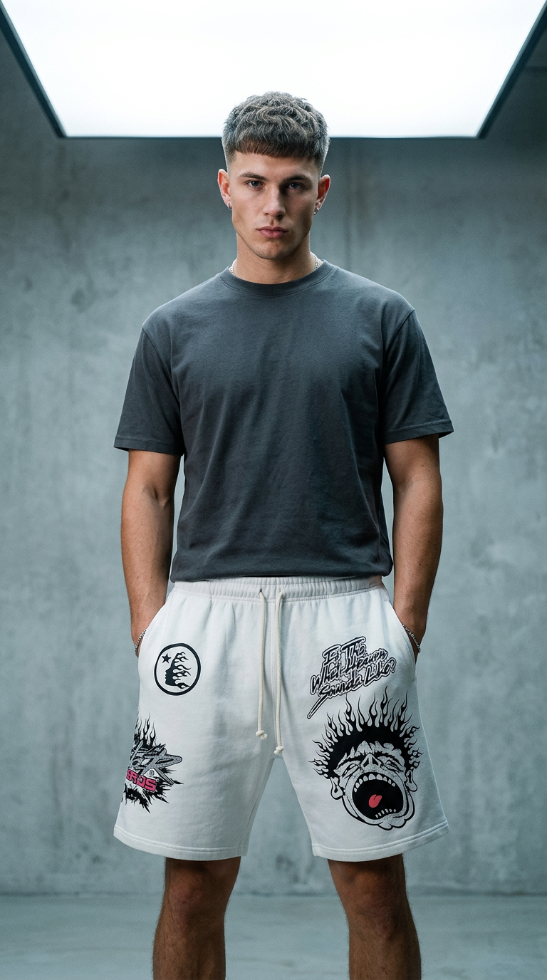 AI product shot of Records Shorts White