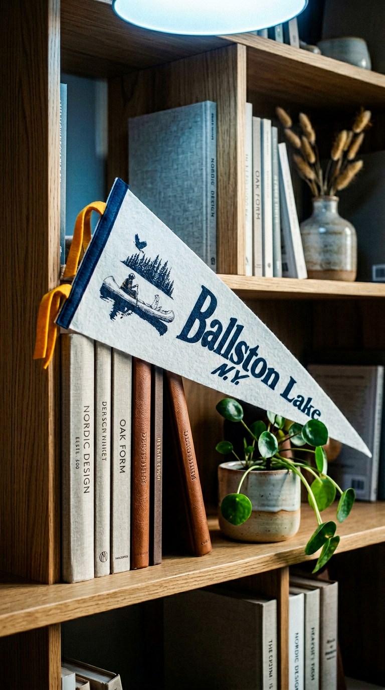 AI product shot of Ballston Lake Paddler's Pennant