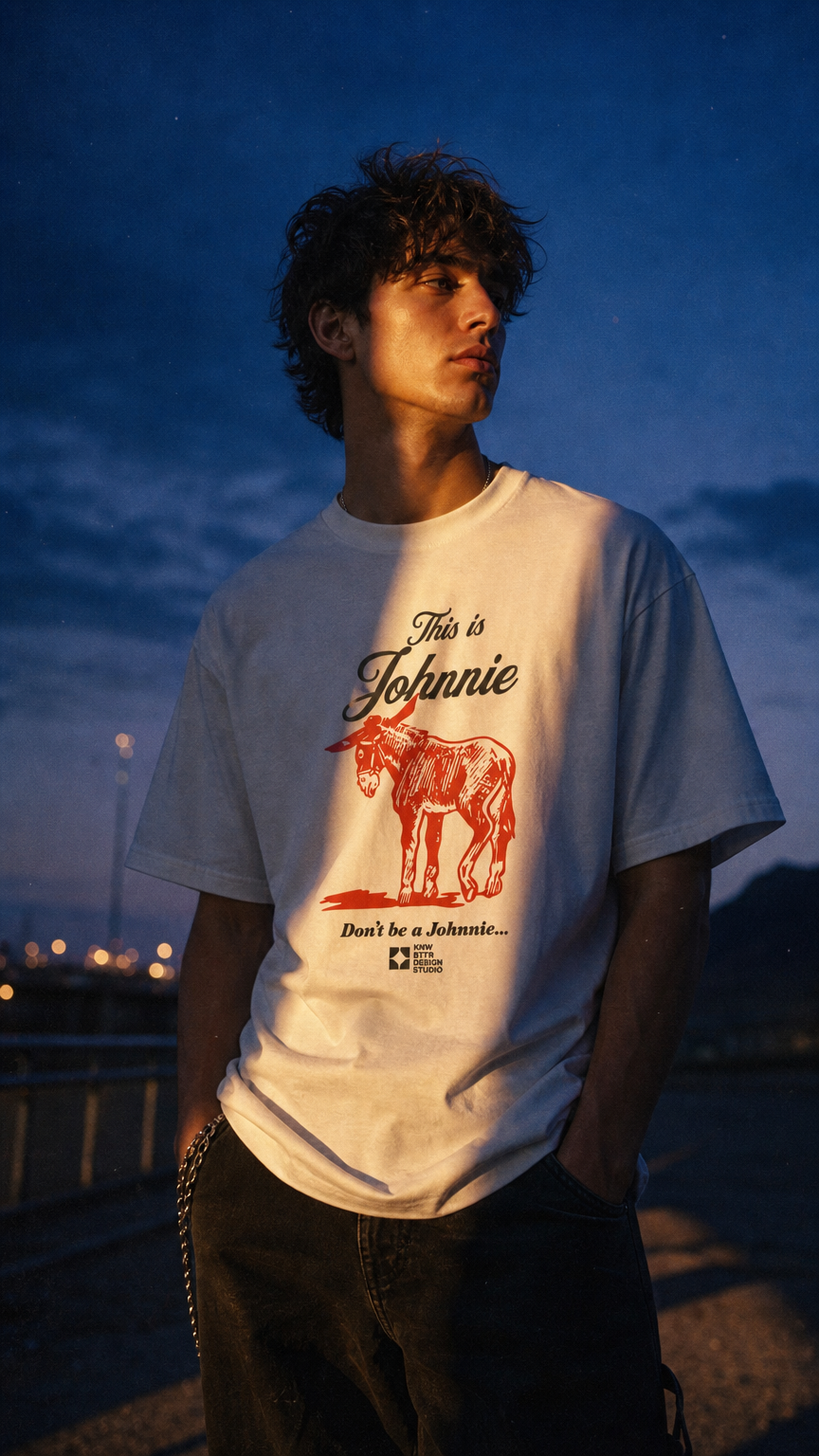 AI product shot of Don't Be A Johnnie T-Shirt