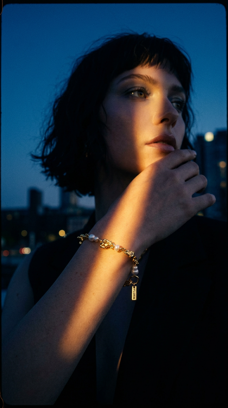 AI product shot of SLOAN armbånd guldbelagt