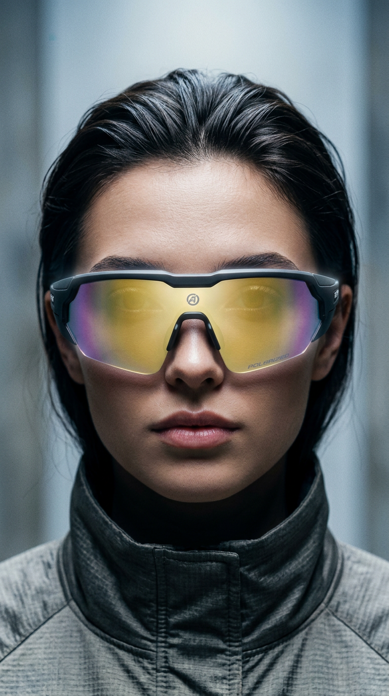 AI product shot of Alpha Vortex Gold Polarized Sunglasses