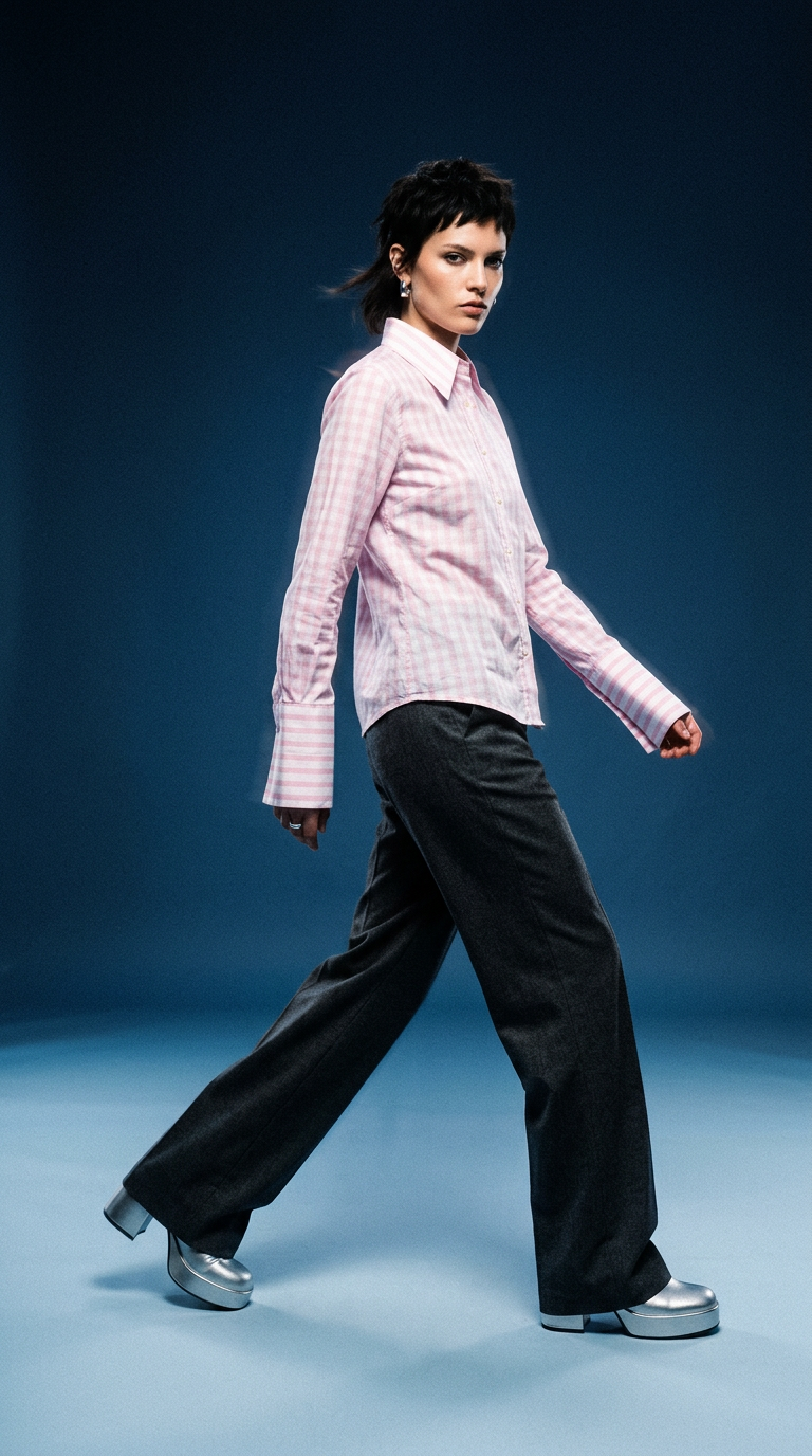 AI product shot of Carolina Herrera Pink Check Shirt