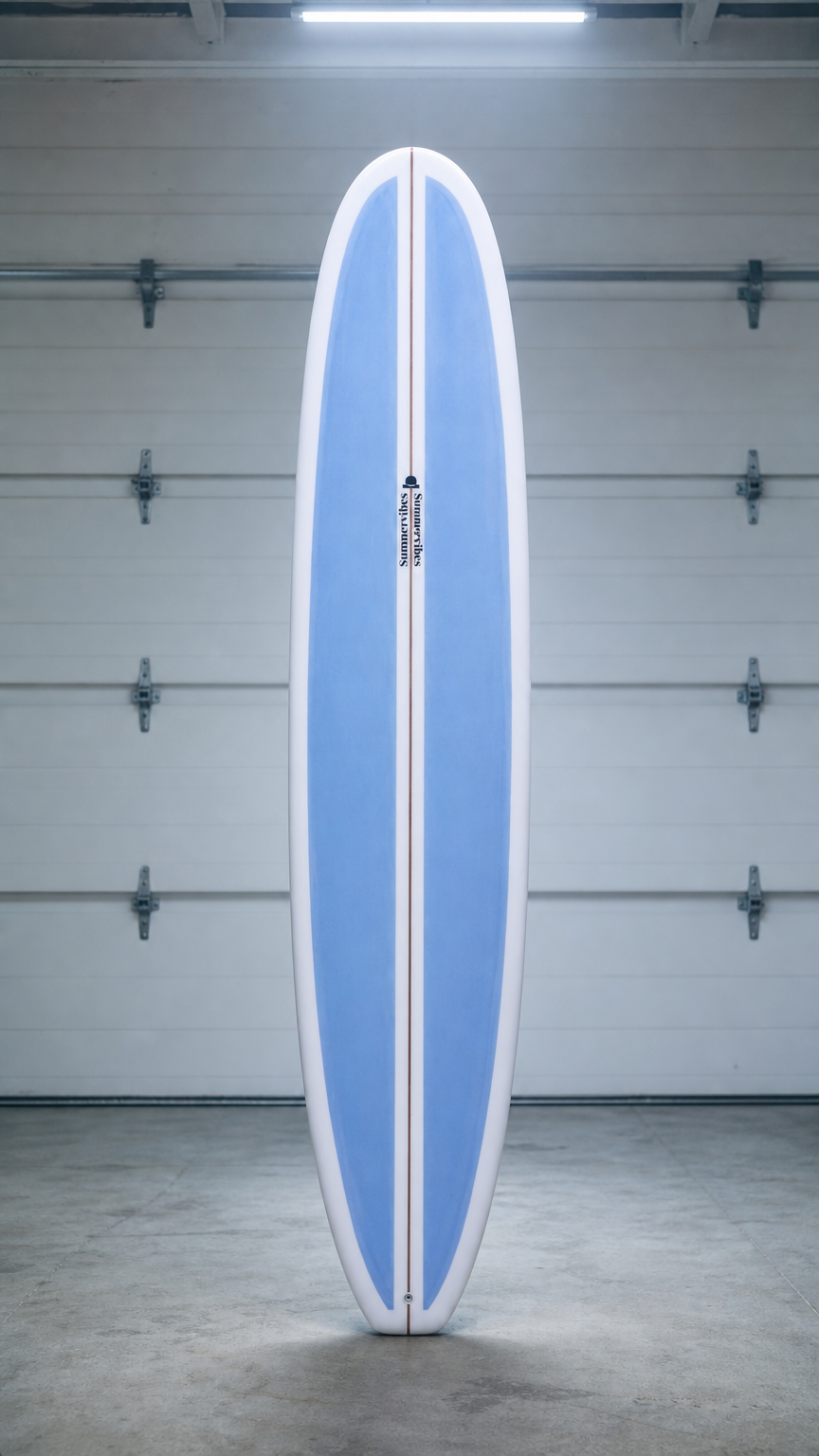 AI product shot of Summer vibes Classic Longboard Noserider Single Fin Surfboard - 9'1 – Blue