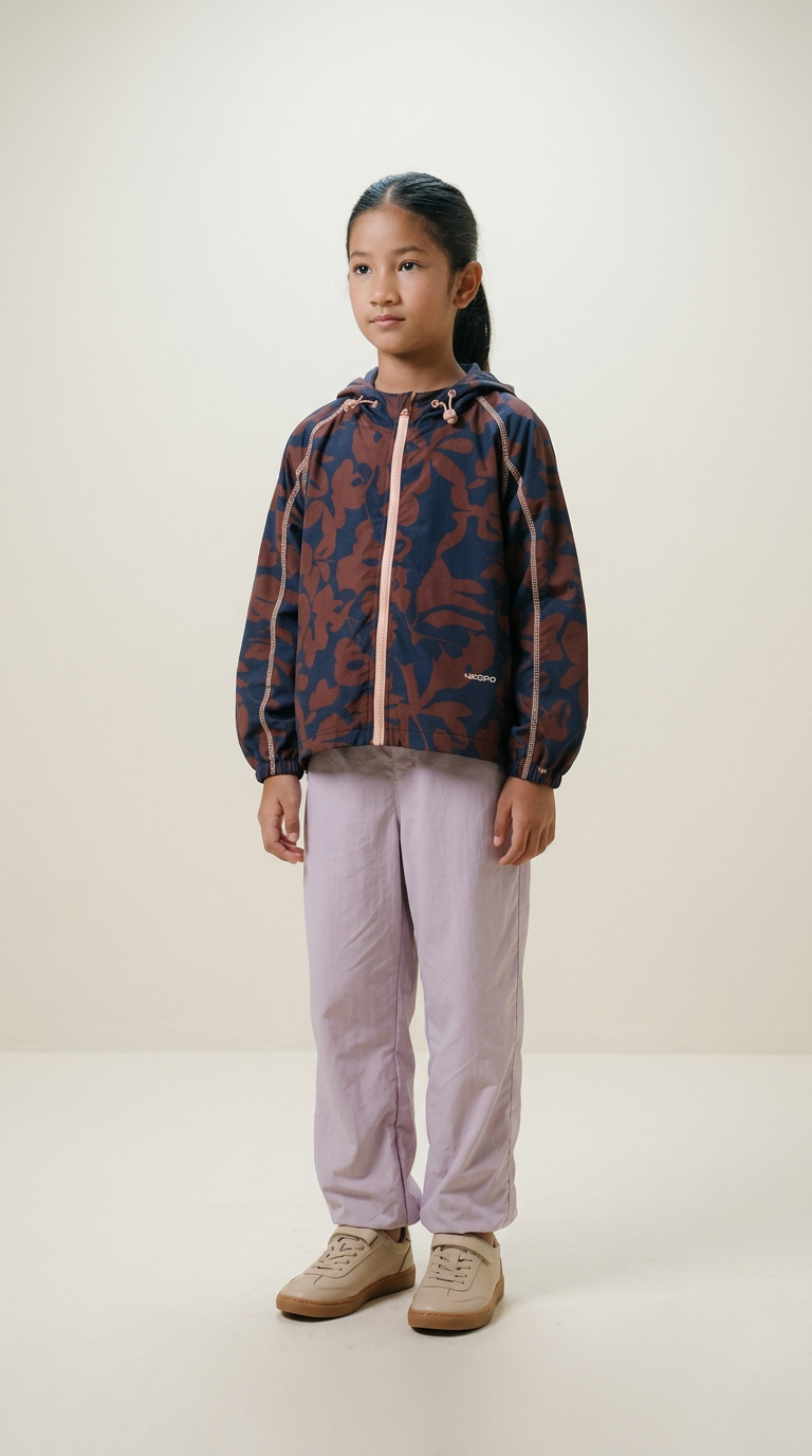 AI product shot of CQ GO QUINN PRINTED PARKA KIDS