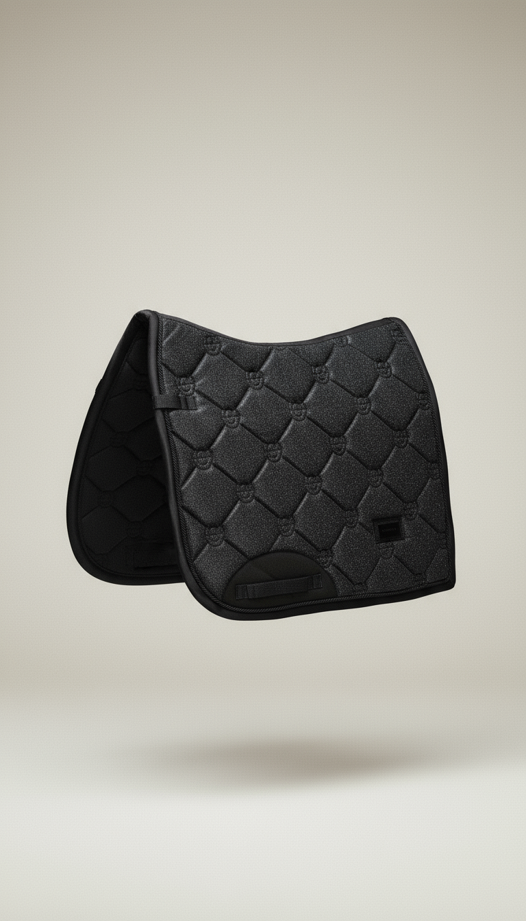 AI product shot of Dressage Saddle Pad All Black Glimmer