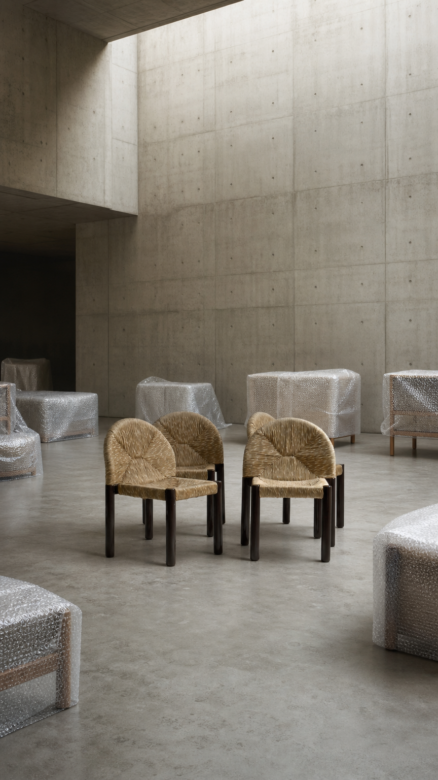 AI product shot of Set of 4 Ciambotto chairs designed by De Pas, D’Urbino & Lomazzi for Pozzi, Italy, 1979