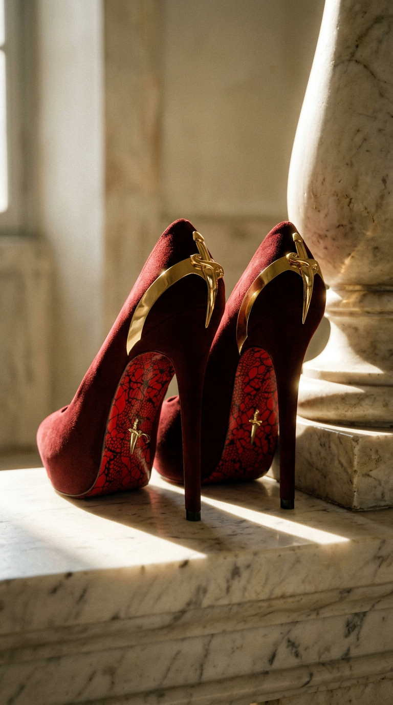 AI product shot of THE 3 VELVET TRINITY: CROSS SCEPTER IN RED, GOLD & SILVER — *ONLY 2 REMAIN*