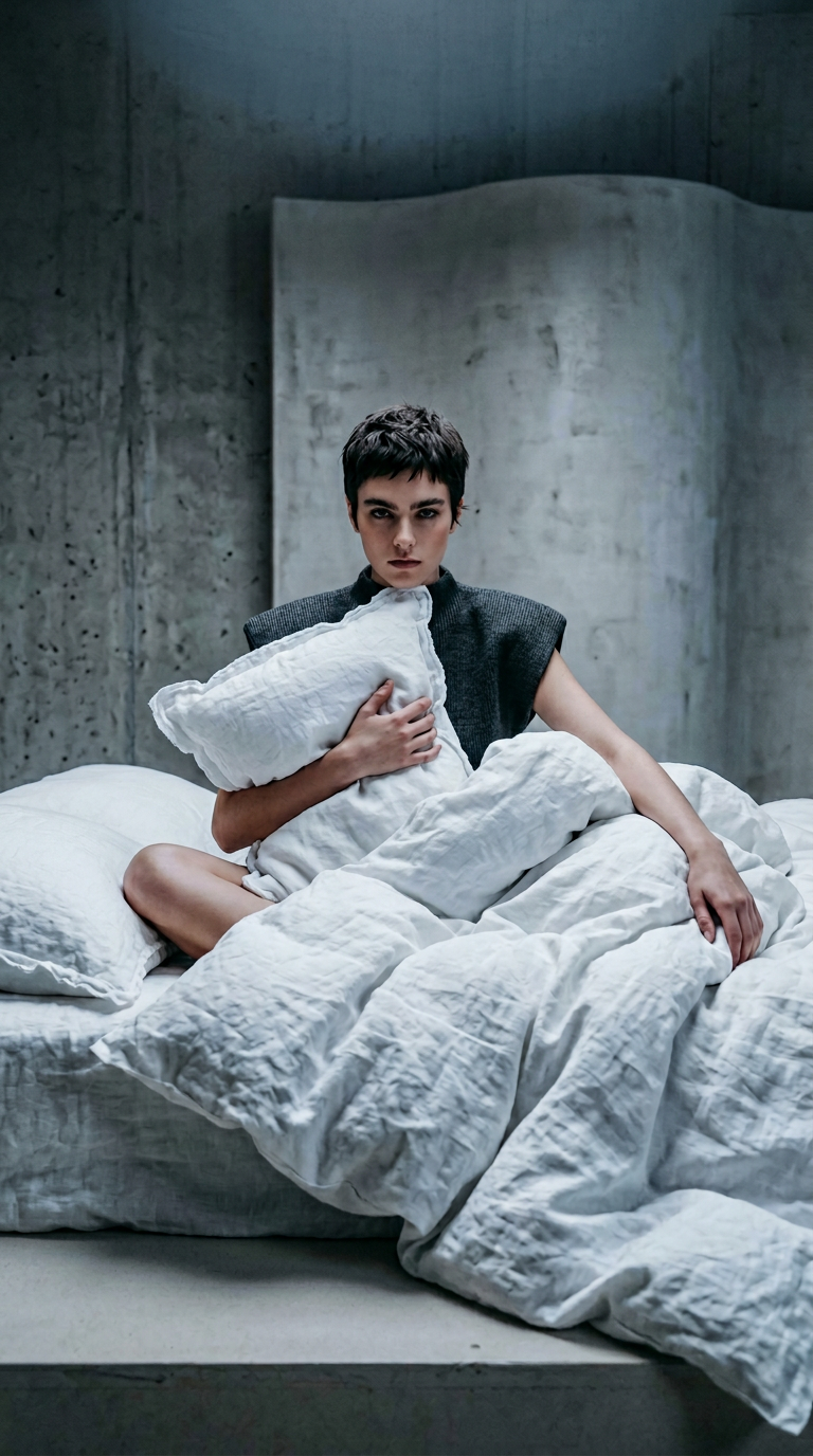 AI product shot of Linen Bedding WHITE