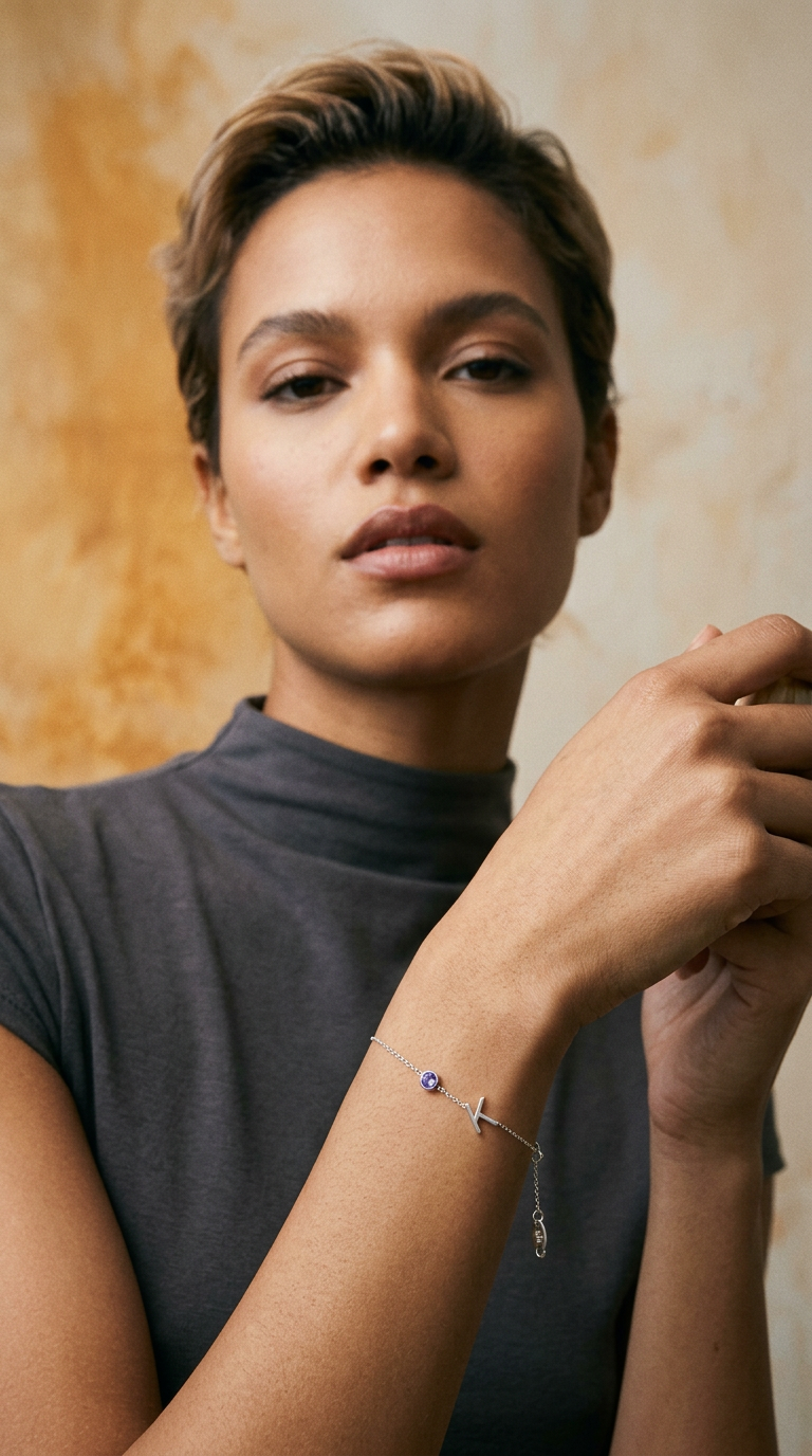 AI product shot of Custom Gold Bracelet - 2 Letters