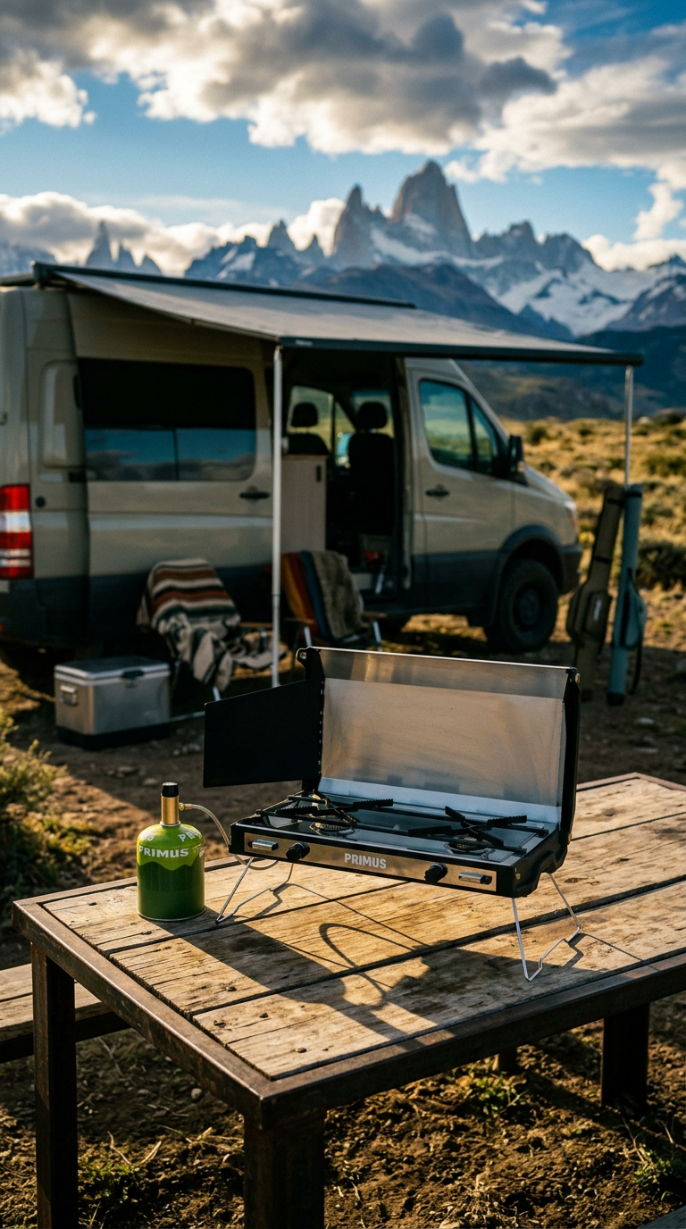 AI product shot of PRIMUS Tupike 2-burner stove