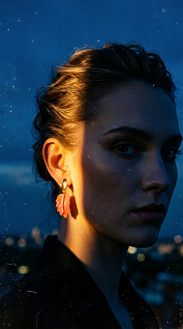 AI product shot of Pink Opal Leaf Earrings