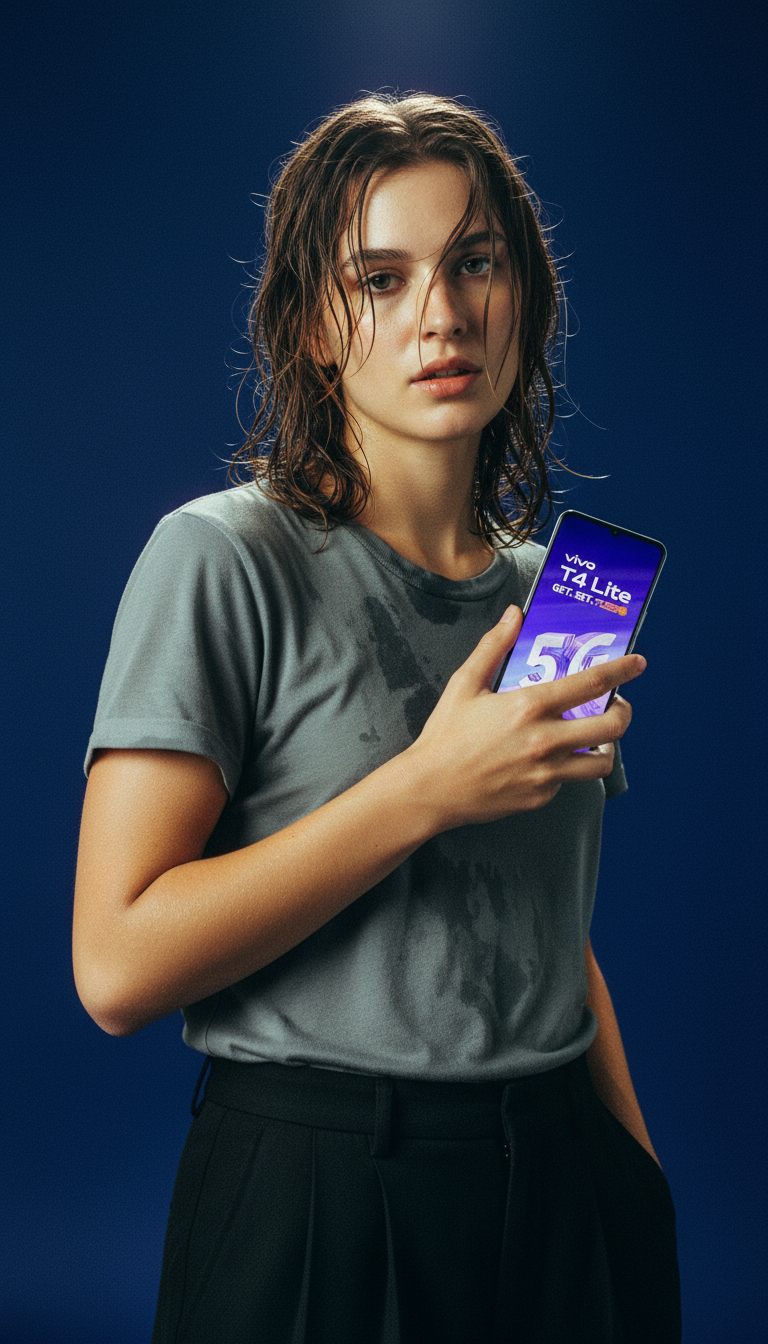 AI product shot of Vivo T4 Lite 5G Titanium Gold_128GB+6GB