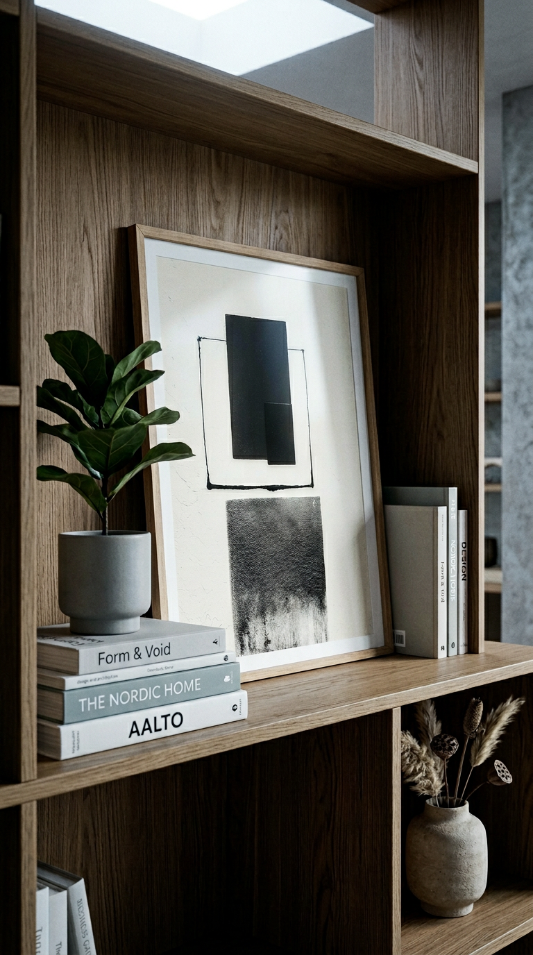 AI product shot of Abstract Geometric Wall Art Print – Modern Minimalist Black & White Textured Decor