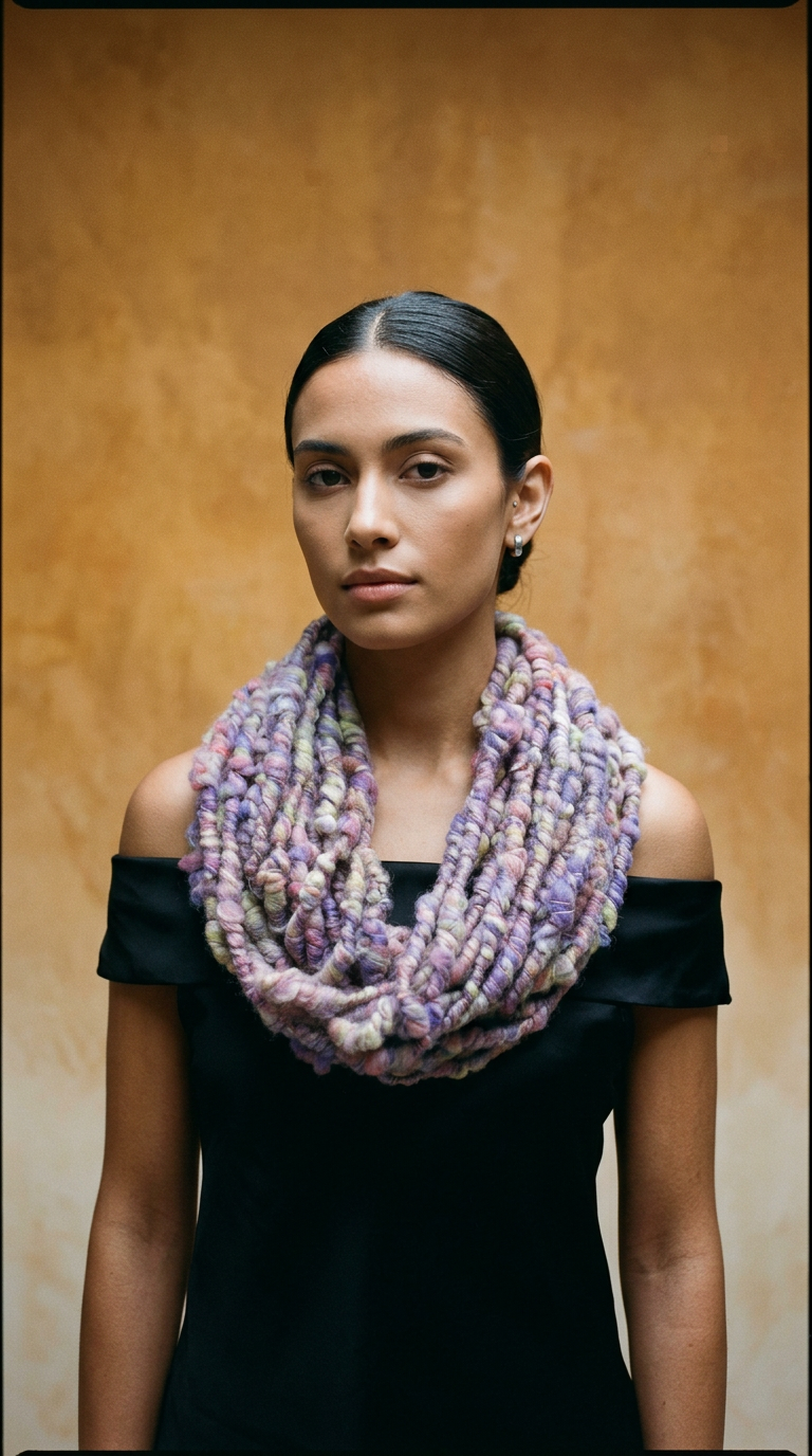 AI product shot of Handspun Cowl