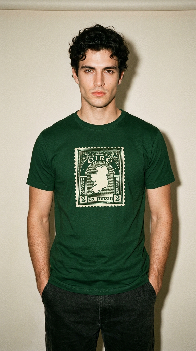 AI product shot of An Chéad Stampa Éireannach - Adults' T-Shirt