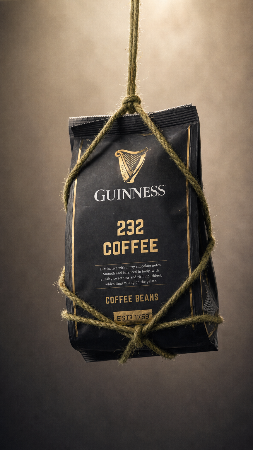 AI product shot of Guinness 232 Coffee (Beans)