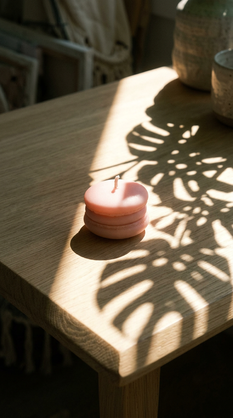 AI product shot of Macaron Candle / Monochrome / Regular Size