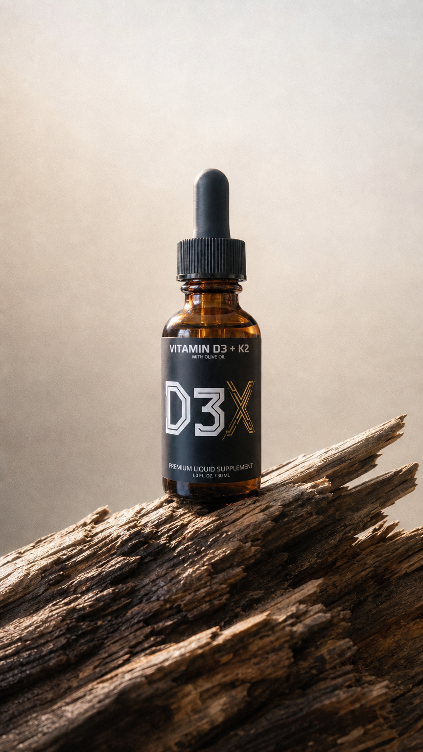 AI product shot of Vitamin D3 + K2 Liquid Drops with Organic Olive Oil