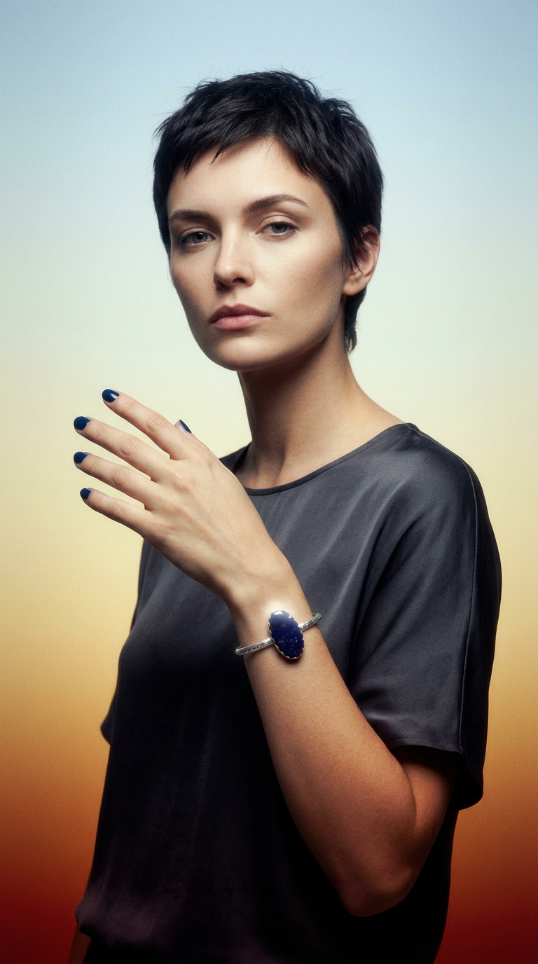 AI product shot of Lapis Lazuli Cuff Bracelet