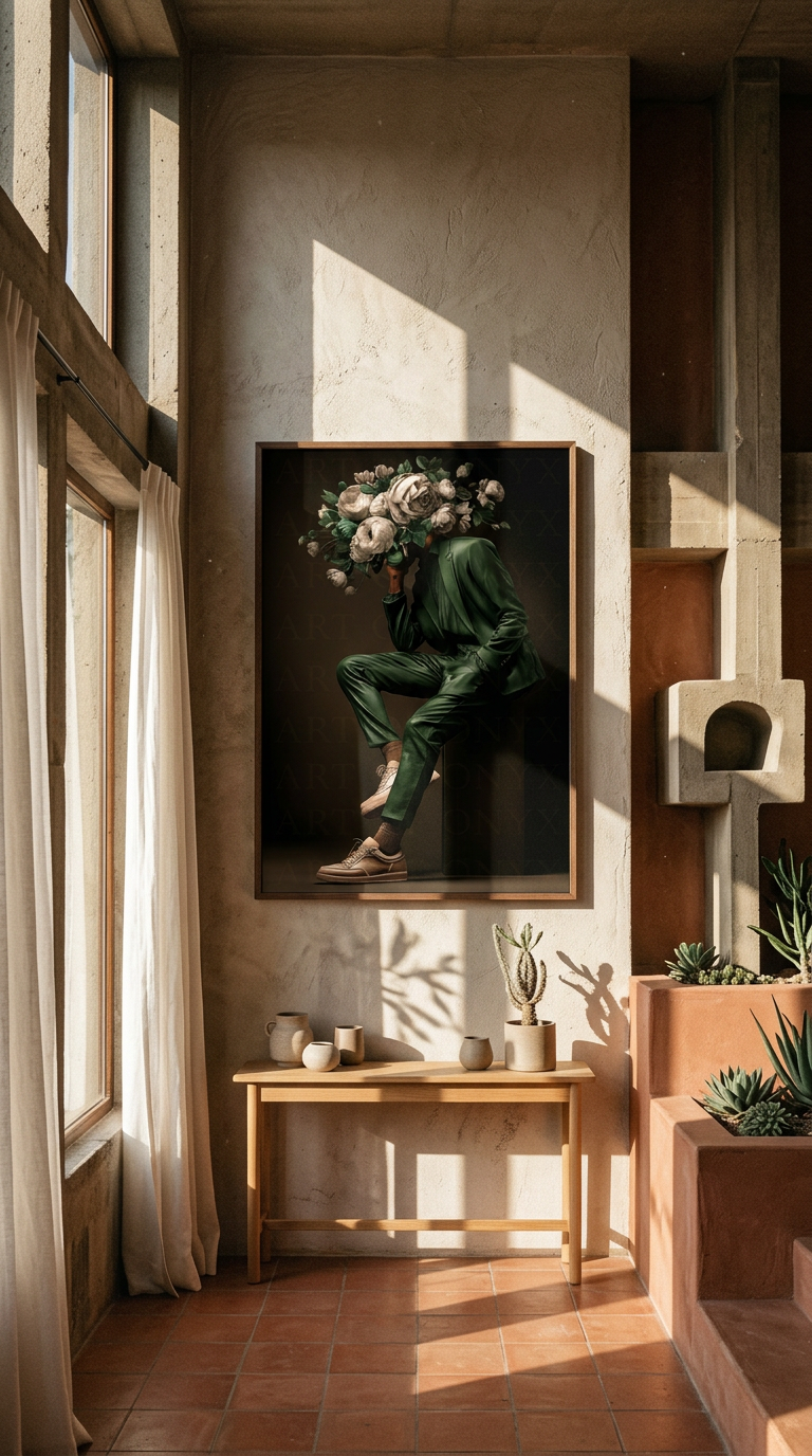 AI product shot of "In Bloom, I Carry Silence" - Male Version - Canvas