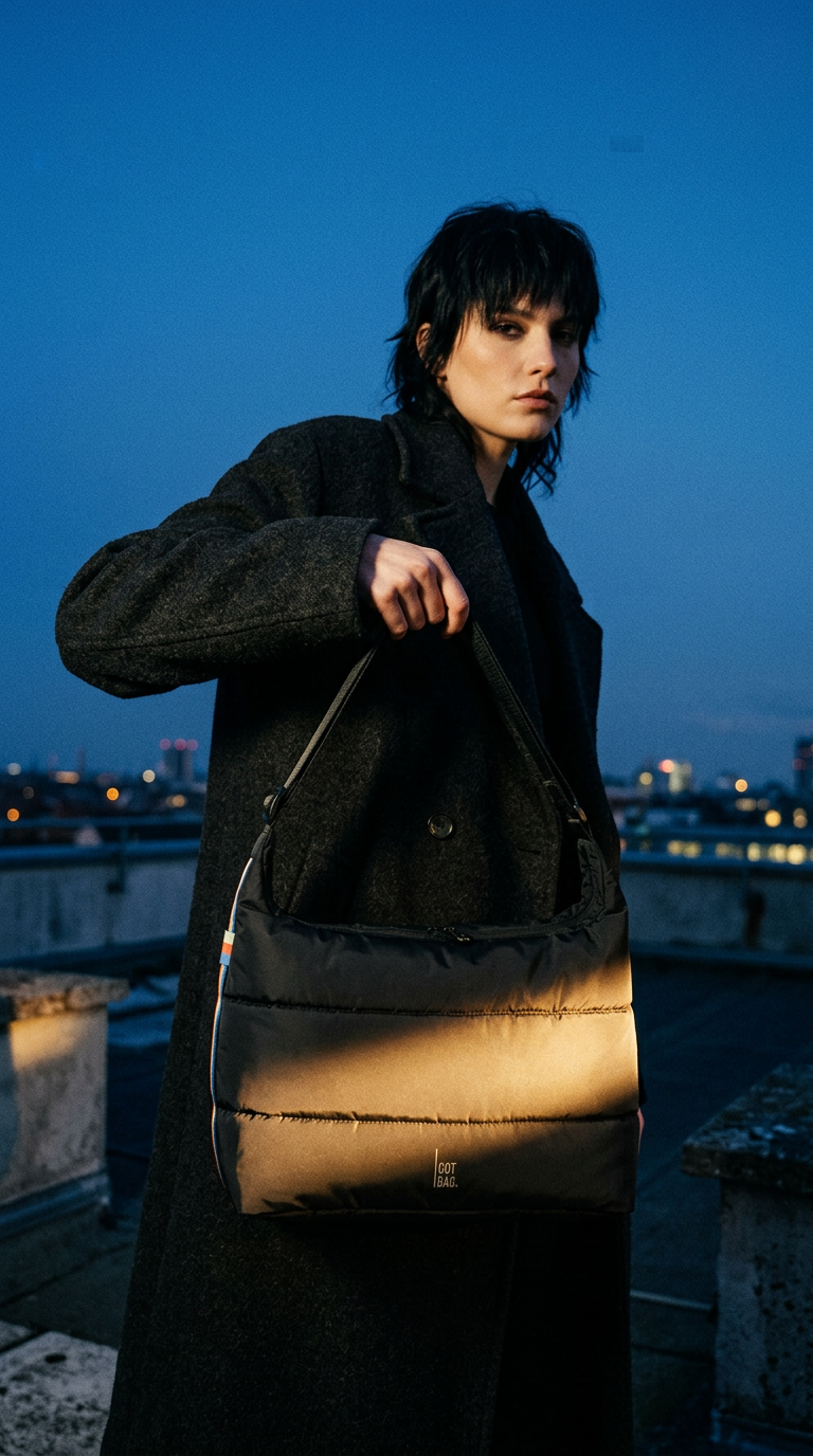 AI product shot of PUFFER SQUARE BAG