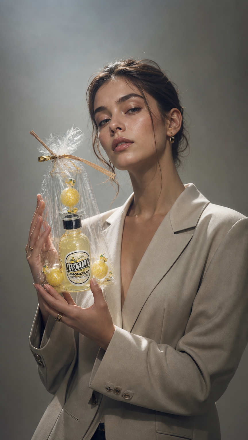 AI product shot of Mini Limoncello Bottle Gift Set