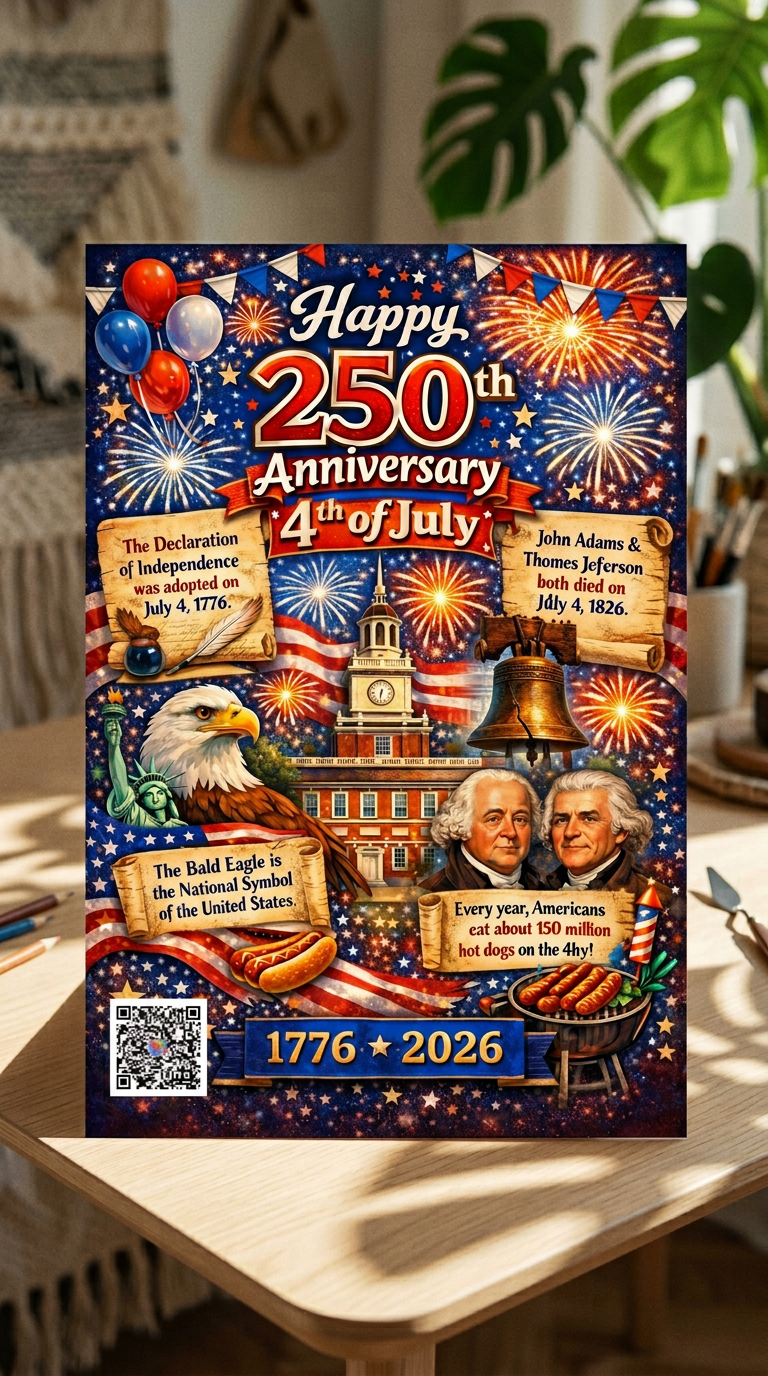AI product shot of Fourth of July AI postcard & magnet