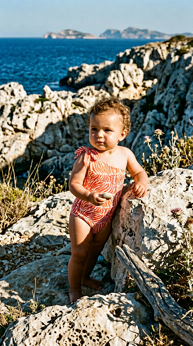 AI product shot of Baby Baiah Martinique One Piece - Tiger Leaf Print