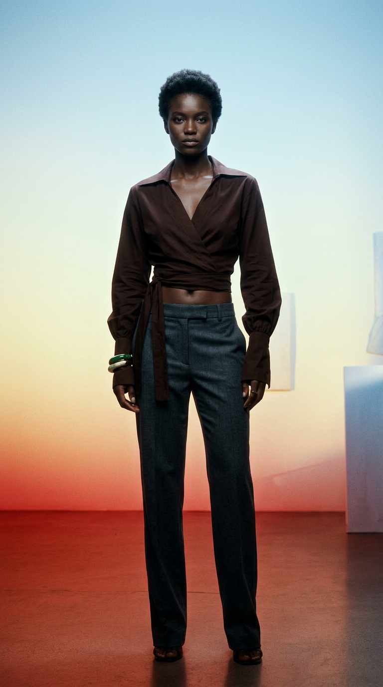 AI product shot of Saline Chocalate Blouse