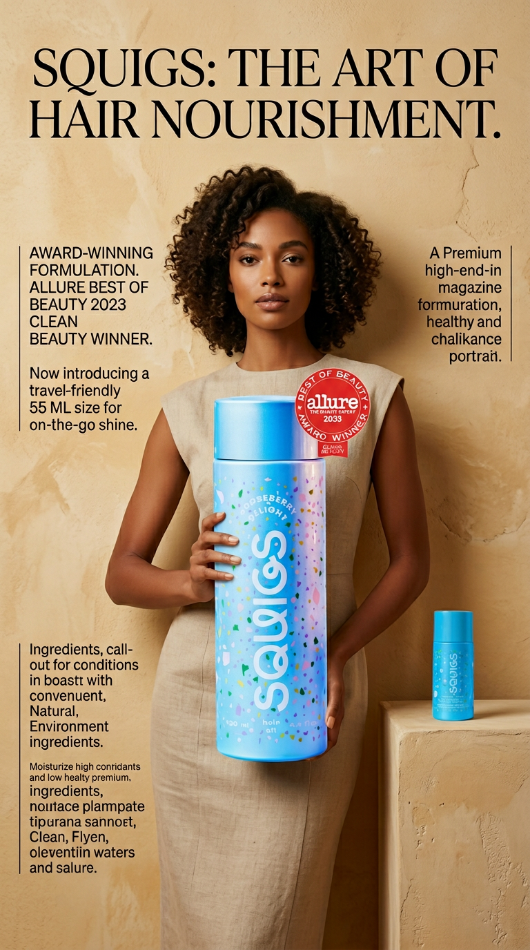 AI product shot of Squigs Gooseberry Delight Hair Oil