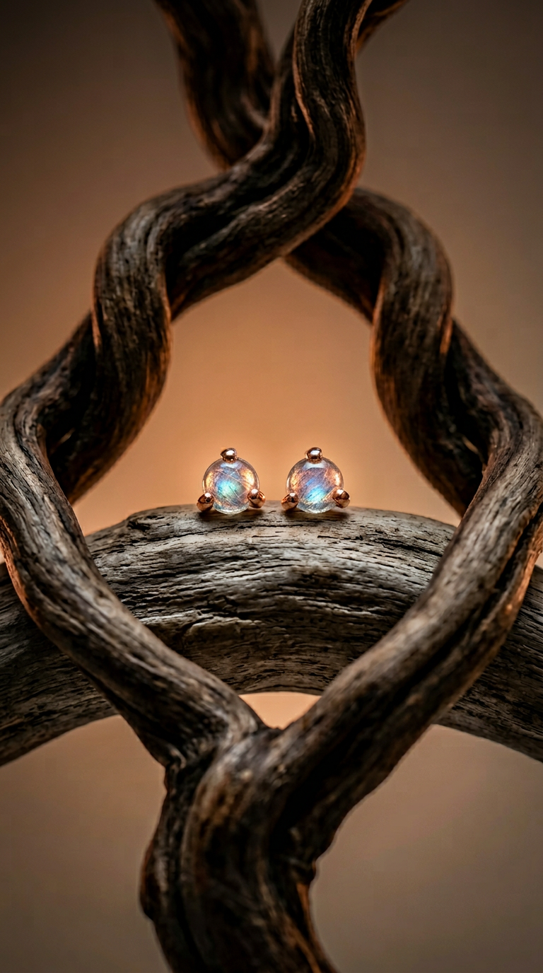 AI product shot of Labradorite Stud