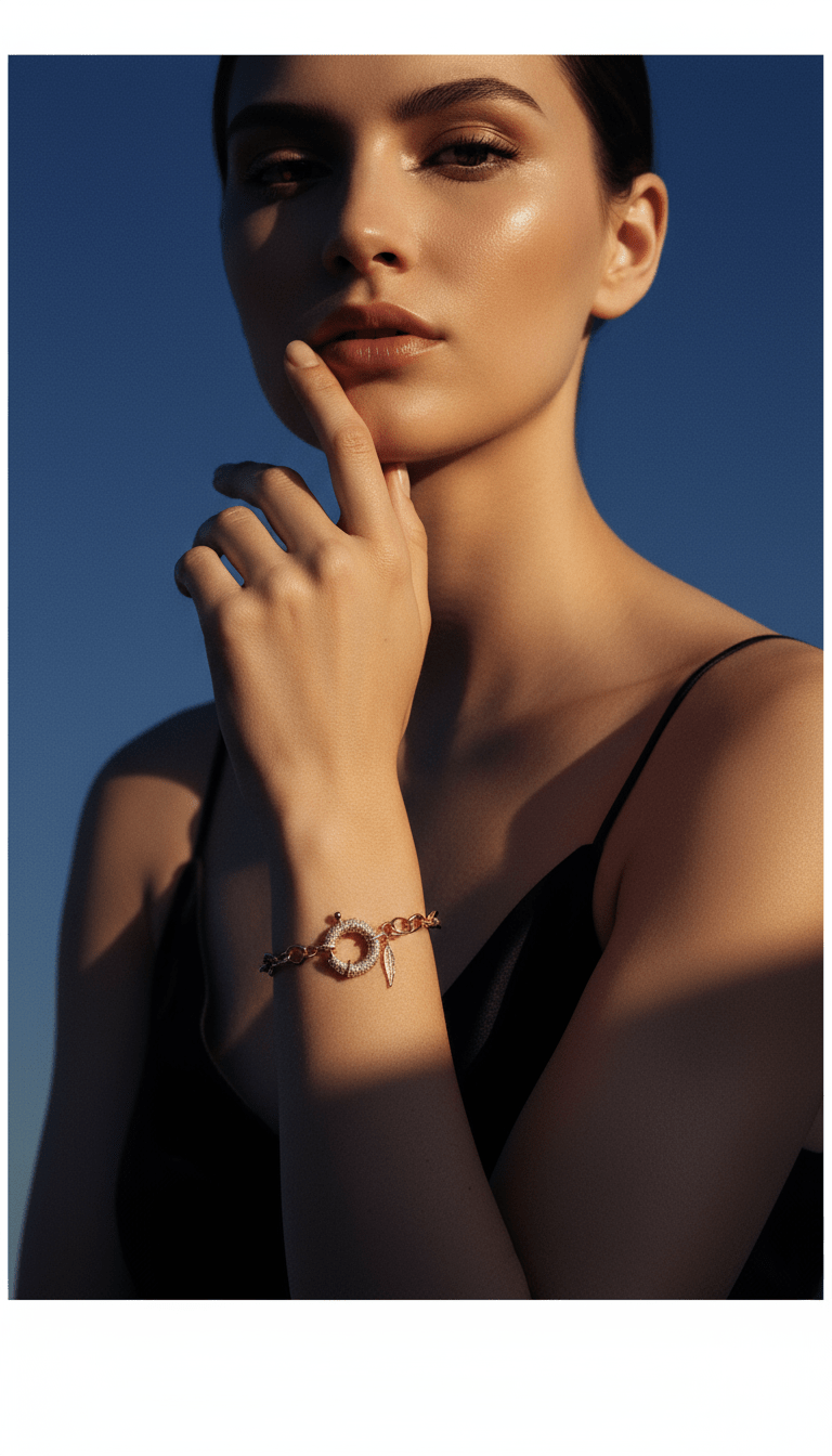 AI product shot of AMORE GOLD FILLED PAVE BRACELET