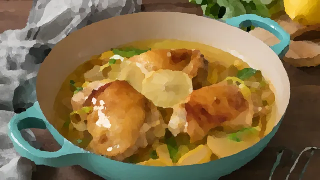 ギリシャ風 鶏肉のレモンソース (Κοτόπουλο Λεμονάτο)