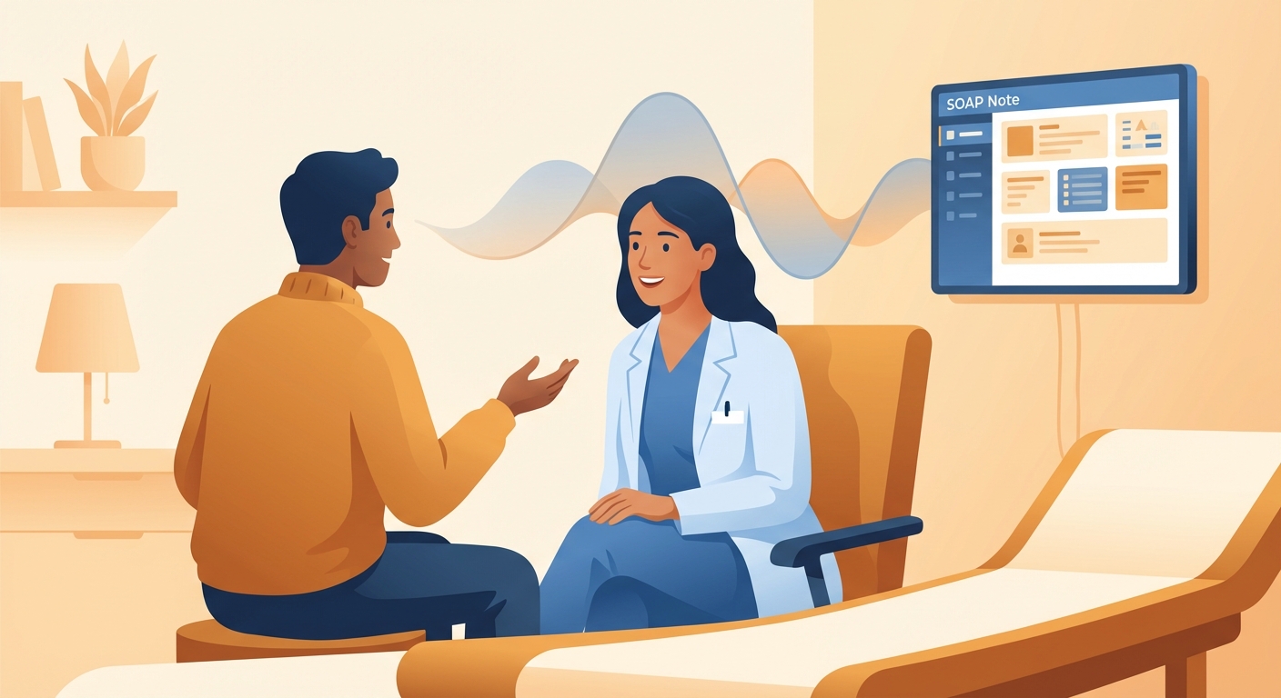 Doctor with patient while AI generates SOAP notes