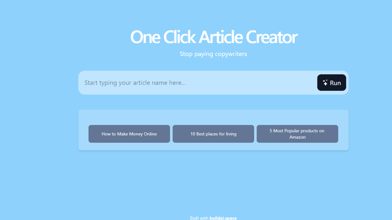 One Click Article Creator screenshot