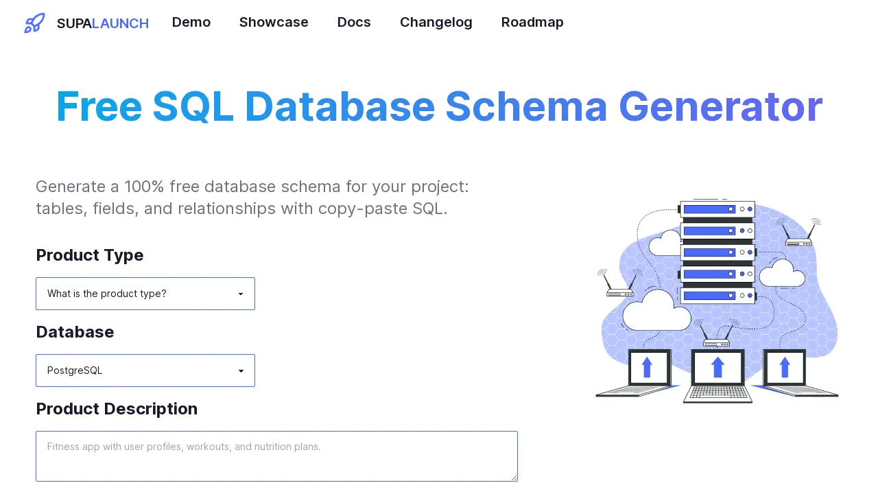 100% Free SQL Database Schema Generator screenshot