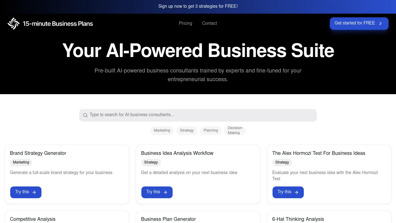 15-minute Business Plans screenshot