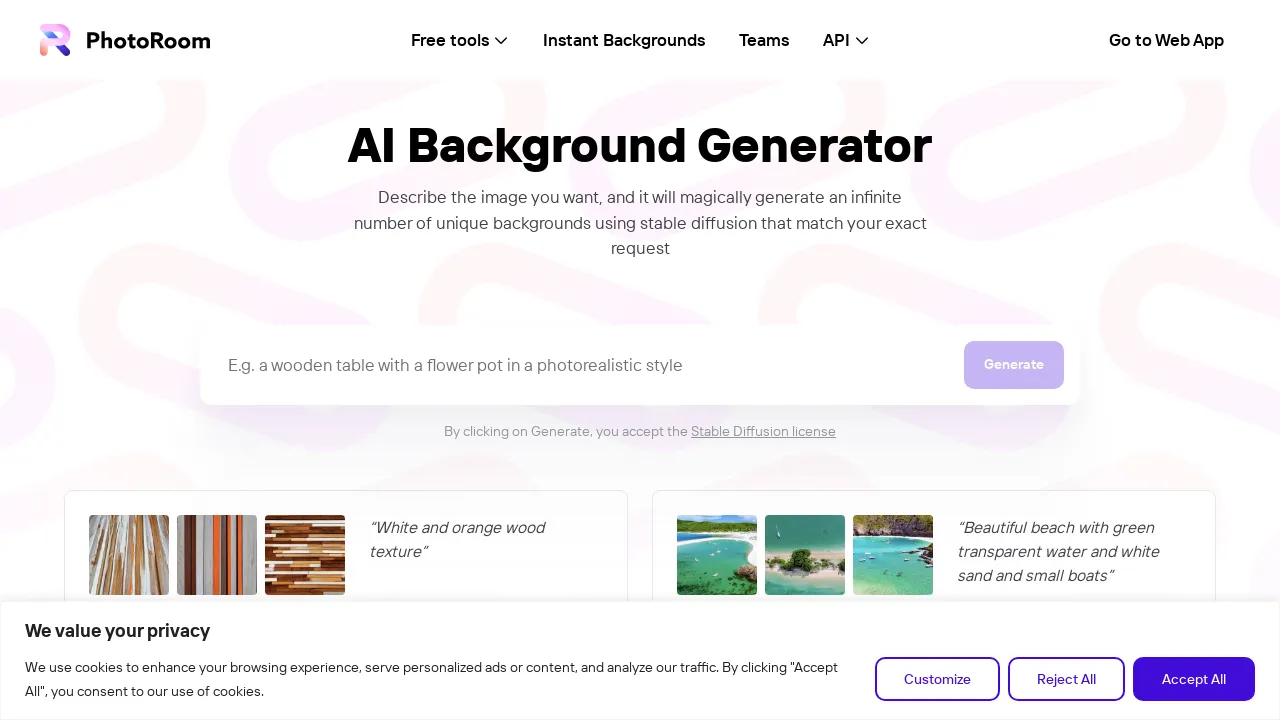 AI Background Generator by PhotoRoom screenshot