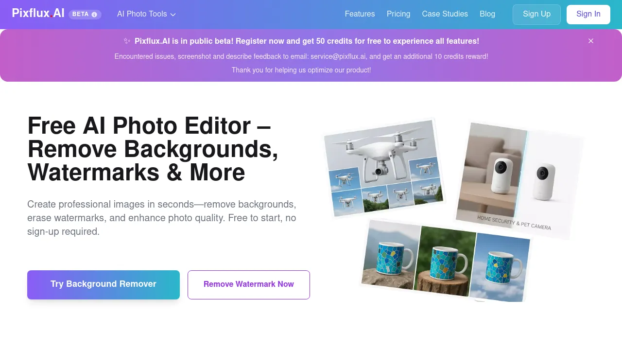 AI Background Removal & Photo Enhancement | Pixflux.AI