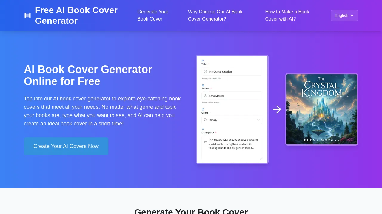 AI Book Cover Generator screenshot