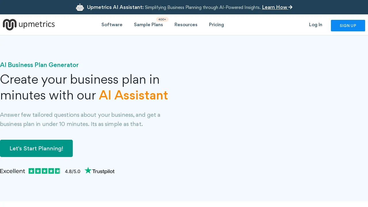 AI Business Plan Generator - Upmetrics screenshot