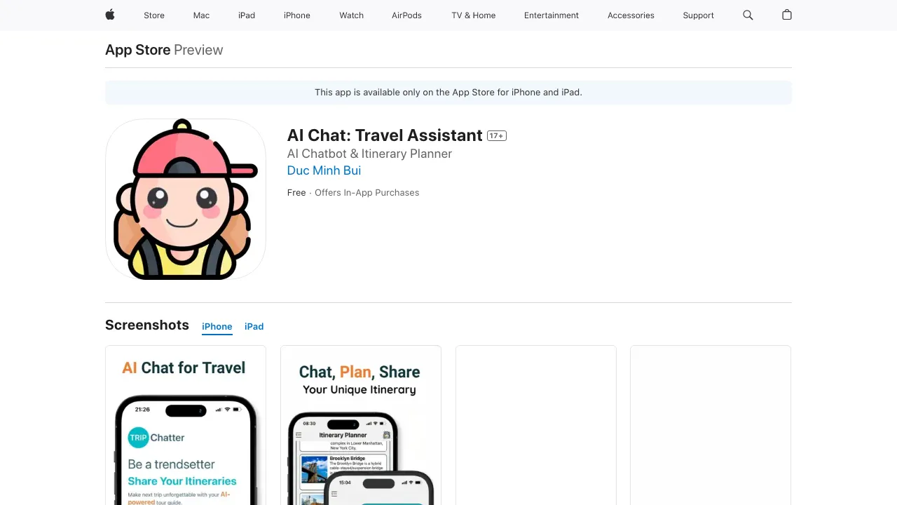 AI Chat Travel Assistant screenshot