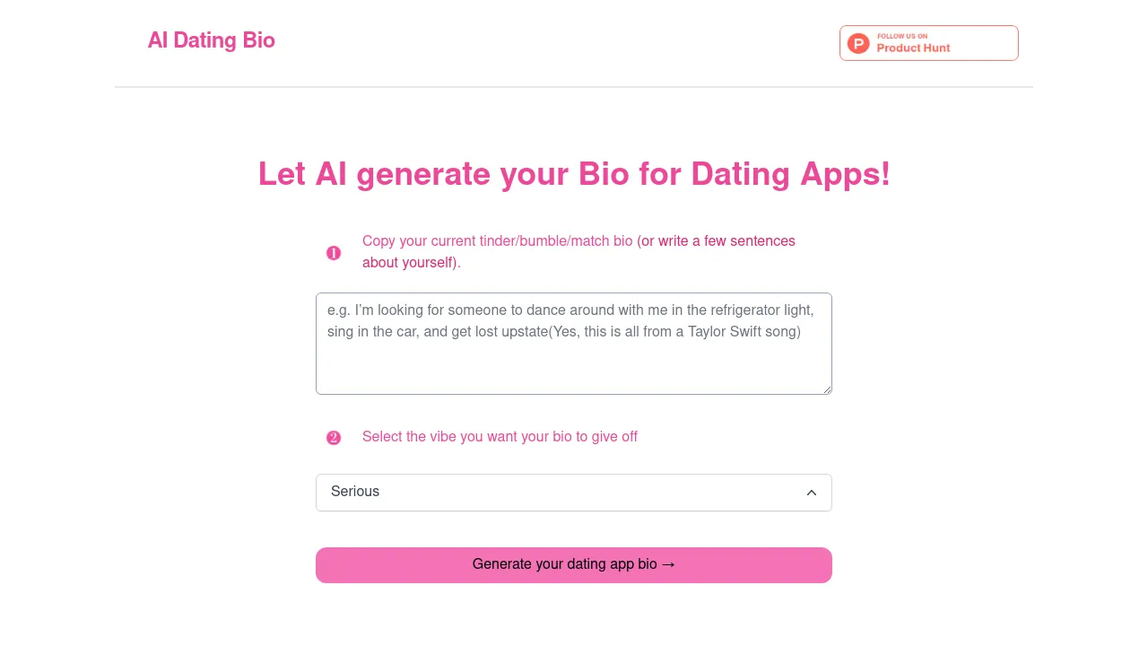 AI Dating Bio screenshot