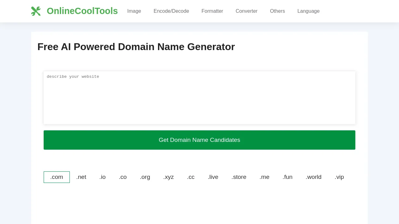 AI Domain Name Generator screenshot