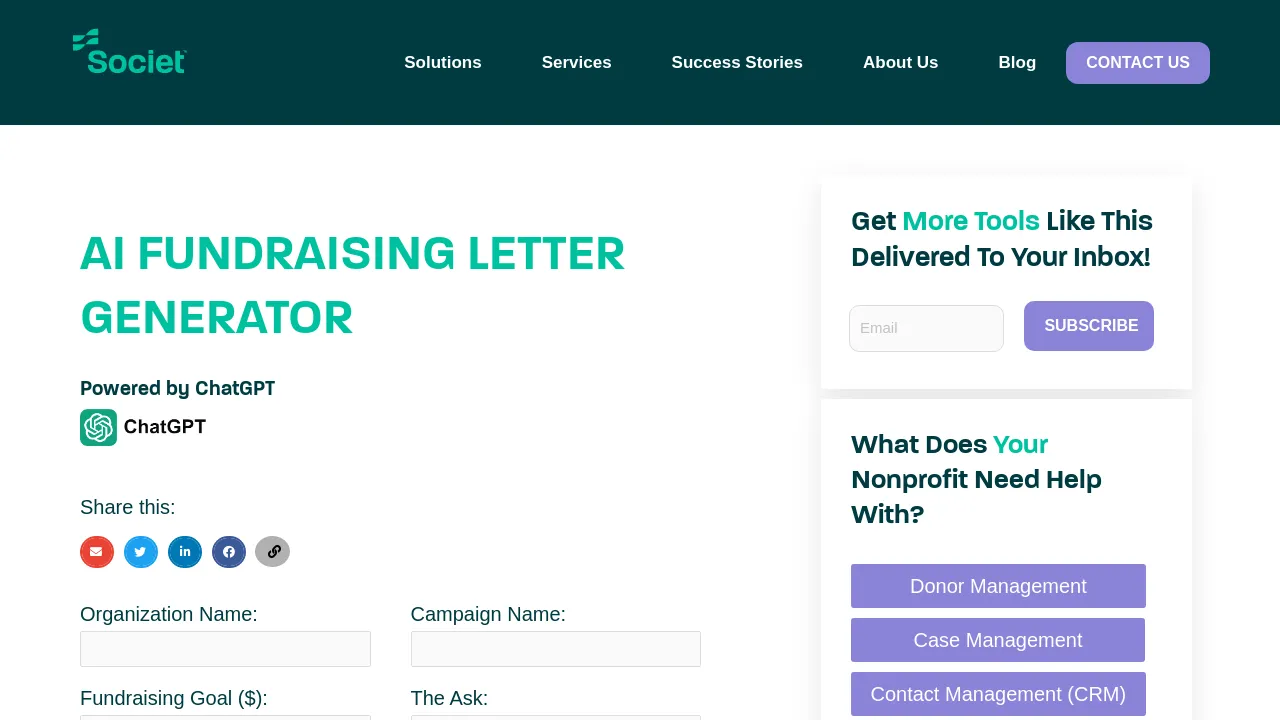 AI Fundraising Letter Generator screenshot