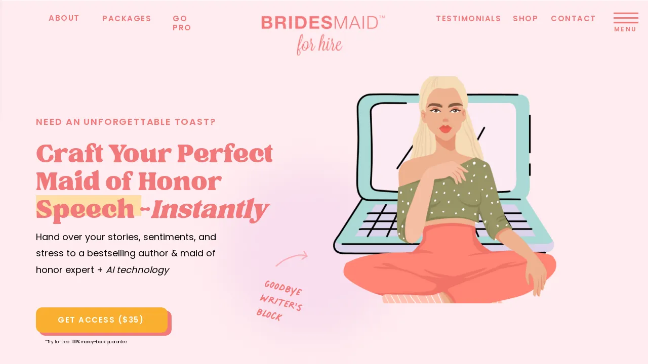 AI Maid of Honor Speech Writing Tool screenshot