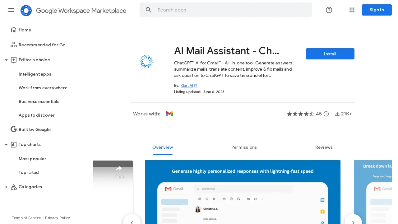 AI Mail Assistant screenshot