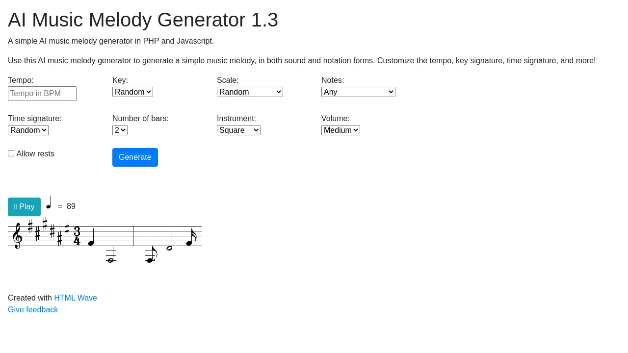 AI Music Melody Generator screenshot